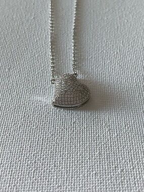 Silver-tone Pave Heart Pendant Necklace